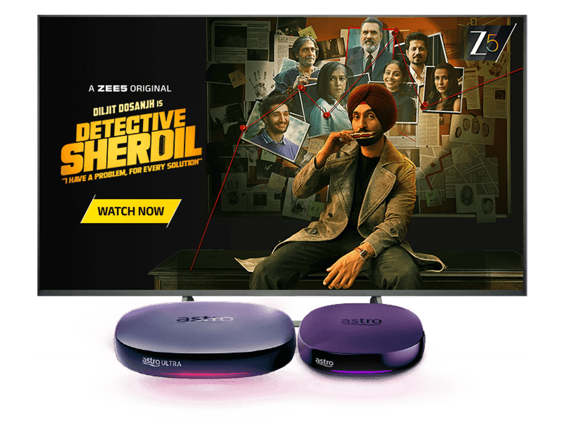 Picture of Zee5 shows on a tv screen
