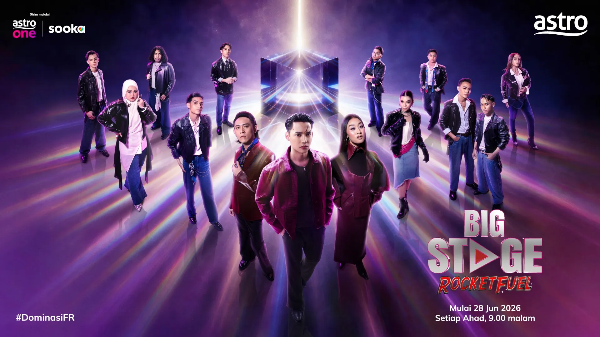 Promotional poster for Big Stage featuring multiple performers standing on an illuminated stage with Astro branding.