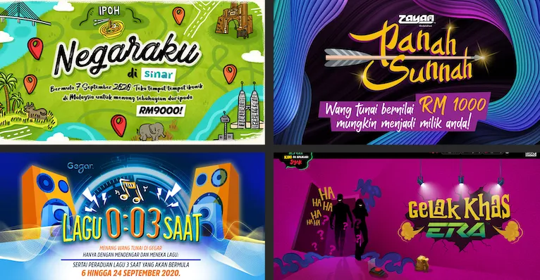 Semua berpeluang memenangi hadiah wang tunai dengan  ERA, SINAR, GEGAR dan ZAYAN