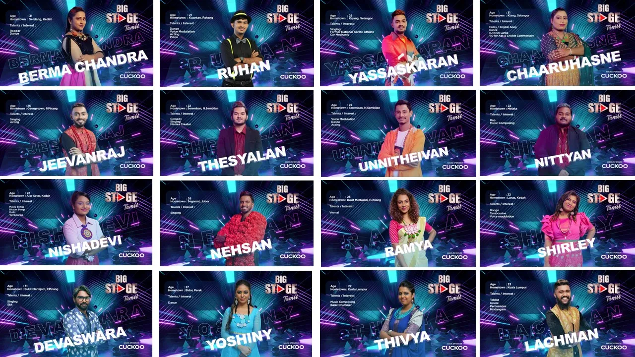 The Top 16 contestants advancing to the quarter-final of Astro’s Big Stage Tamil Season 2