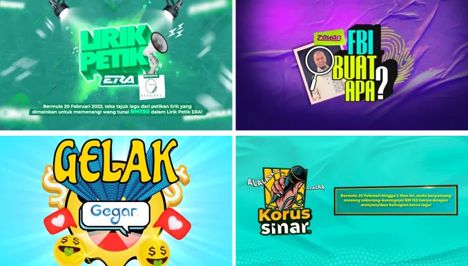 Sertai peraduan untuk menang wang tunai di ERA, SINAR, GEGAR & ZAYAN