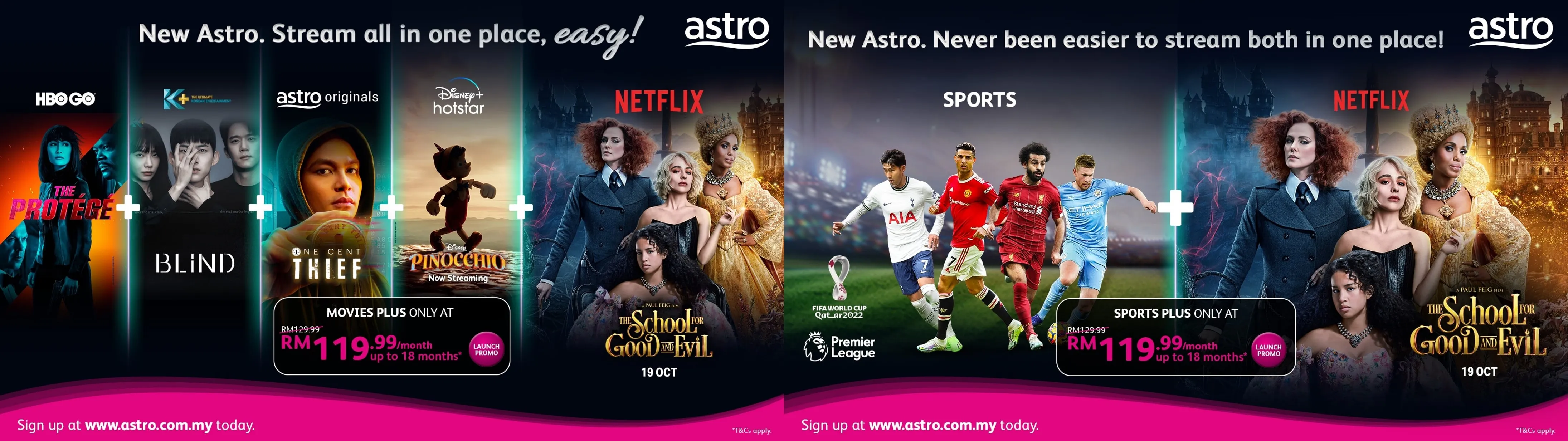 Astro Strengthens TV Packs with Netflix on Sports Plus and Movies Plus Packs